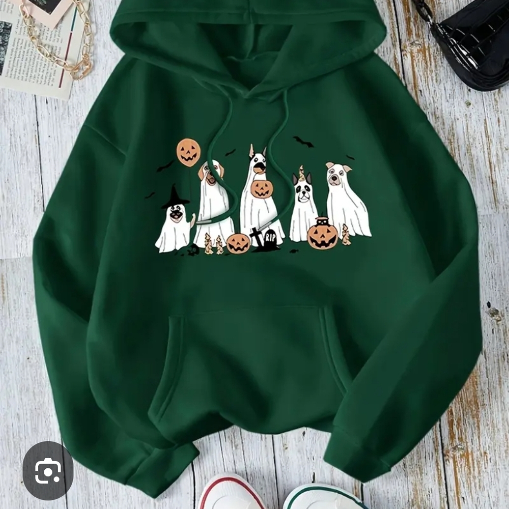 Gildan Green Halloween Dog Hoodie